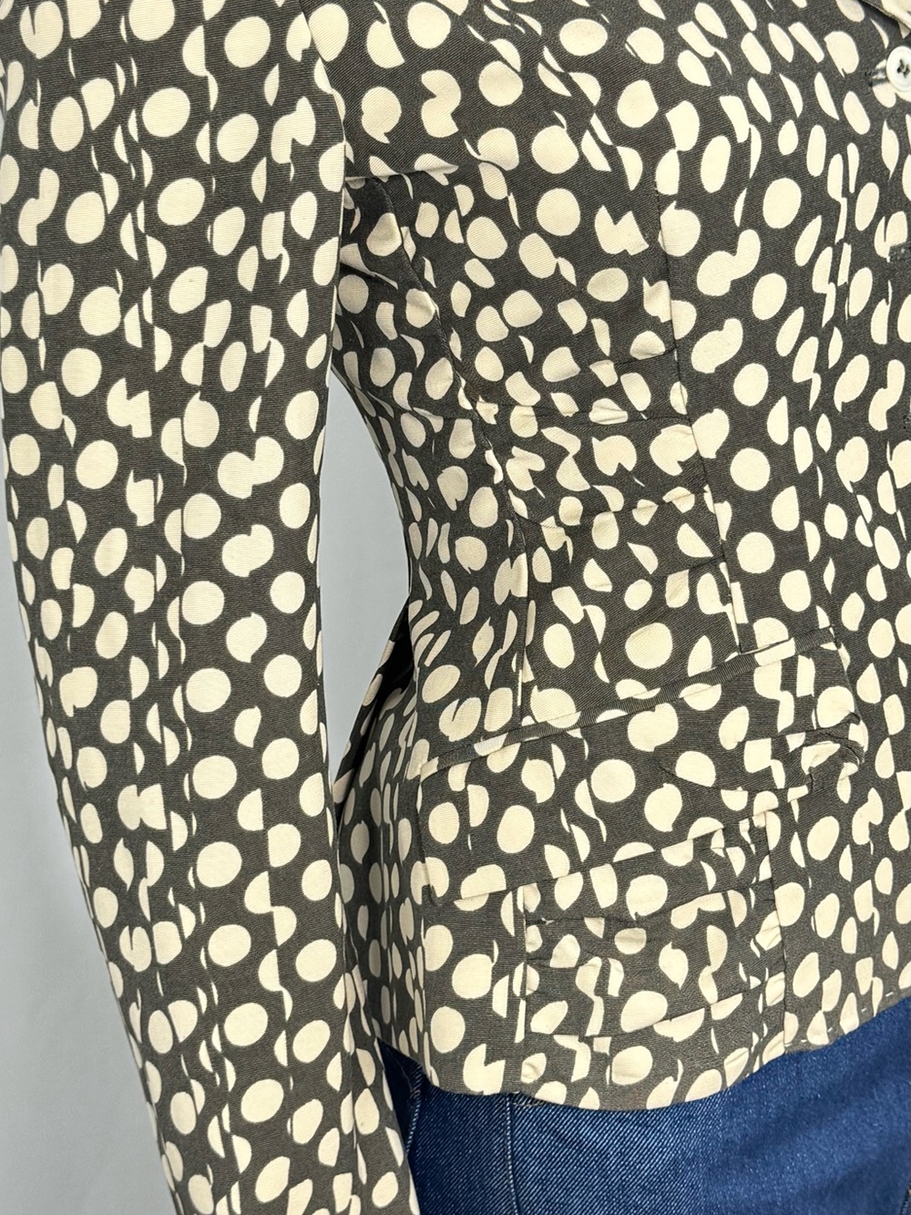 Paul Smith Blue Vintage Polka Dot Blazer Jacket - Brown / Cream - Sz 40/4 - Picture 7 of 14
